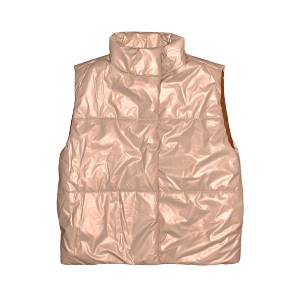 FABLETICS $110 Oversized Puffer Snap Vest Natural Blush / Bronzed Brown Large‎ - Picture 1 of 3